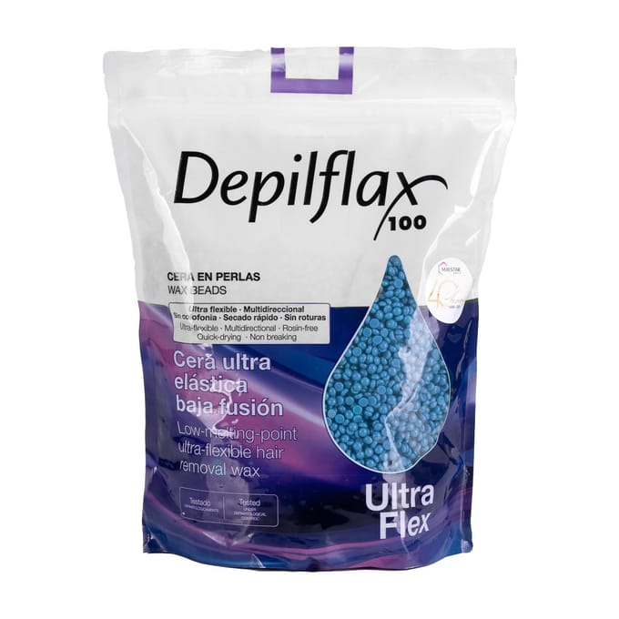Depilflax 100 Flexibele Ontharingswas Met Lage Smelttemperatuur Parelmoer Ultraflex Blauw 1000G