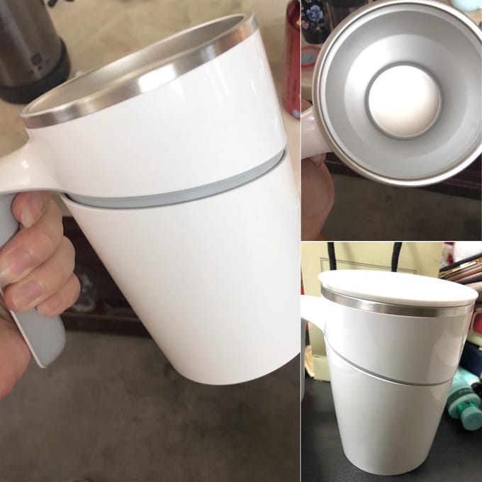 Fiu 470ml Elegante Niet-vallende Isolatie Zuignap Water Thee Koffie Kop Mok Wit Innovatie Magie white