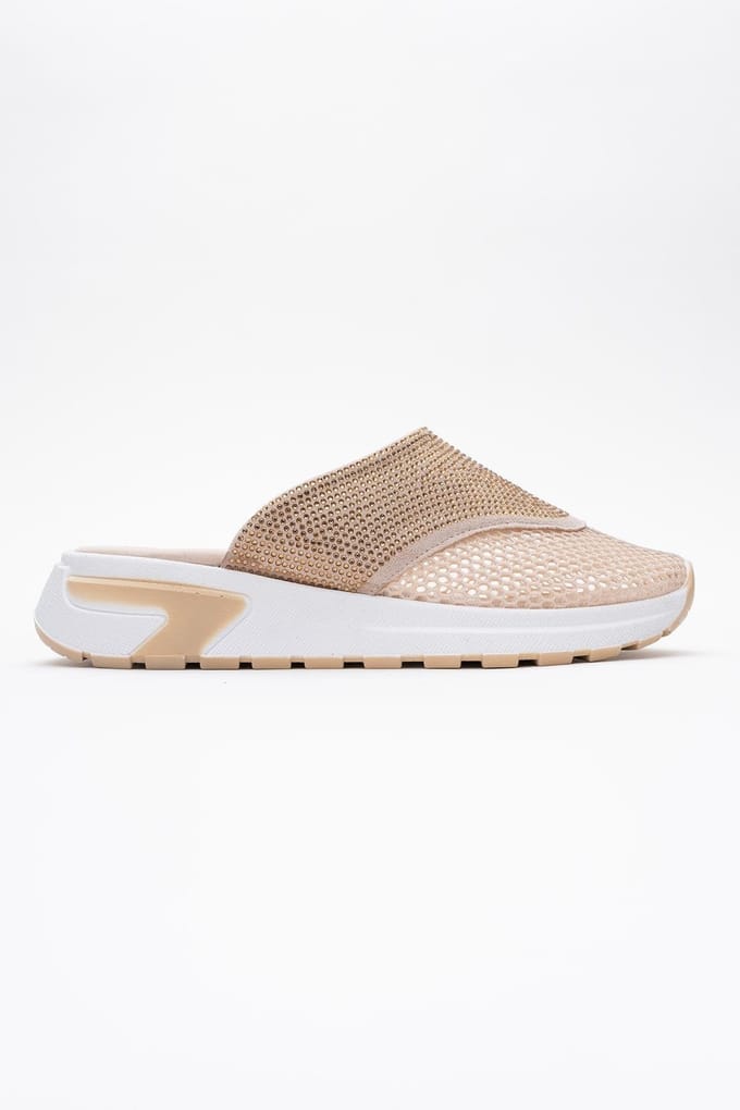 GLEA Mesh Strass Mules Dames