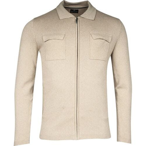 Baileys Vest Full Zip Cardigan Flat Knit Collar Double Breast Pockets Beige / male