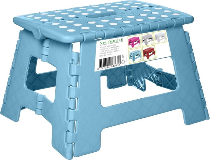 Splendole - inklapbare kruk kunststof, blauw- 22 cm hoog, 29 cm breed - max 100 kilo