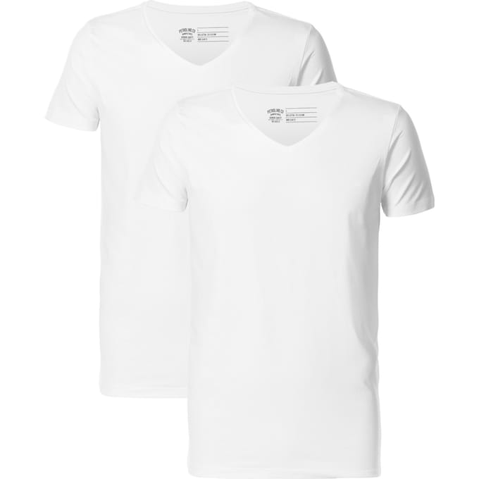 Petrol Industries Heren T-Shirts 2-Pack - V-Hals - Katoen - Regular Fit - Basic Tshirt Set Korte Mouwen - Ondershirt - Multipack van 2 stuks - Wit - Maat XXL