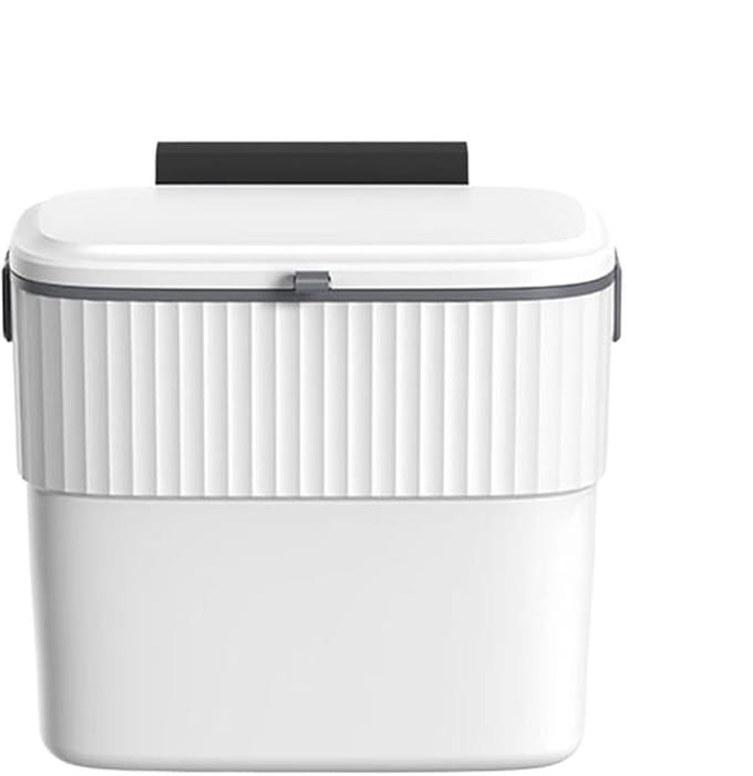 Ophangbare Prullenbak - Afvalbak Met Deksel - Ruimte Besparen - Geurwerend Ontwerp - 7 Liter - Wit