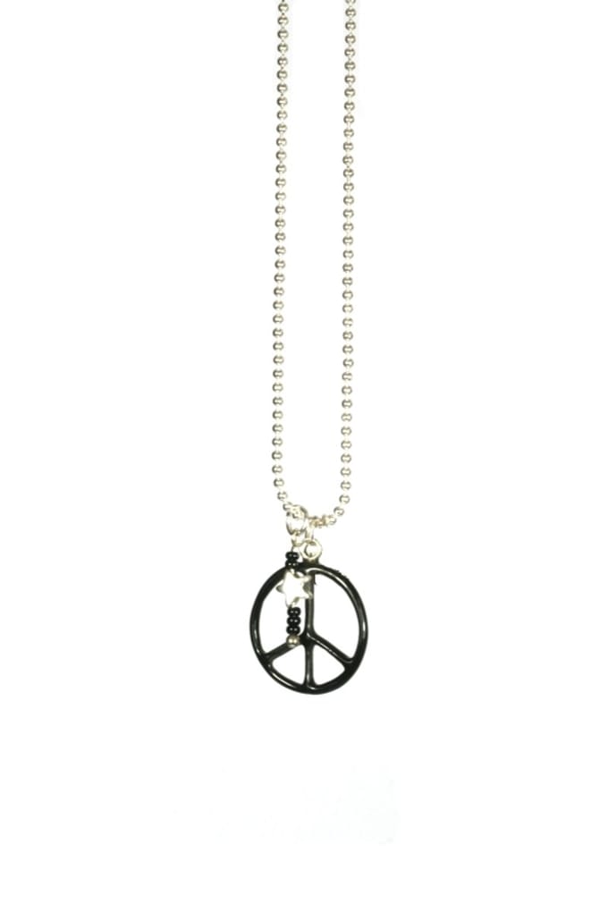 IbizaMen KIDS - Jongens - ketting - ballchain - rvs - zwart - peace - van bone