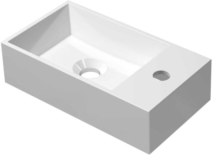 INK - Fontein Polystone Cilinder met Kraangat Rechts - 400x220x100 mm - Glans Wit