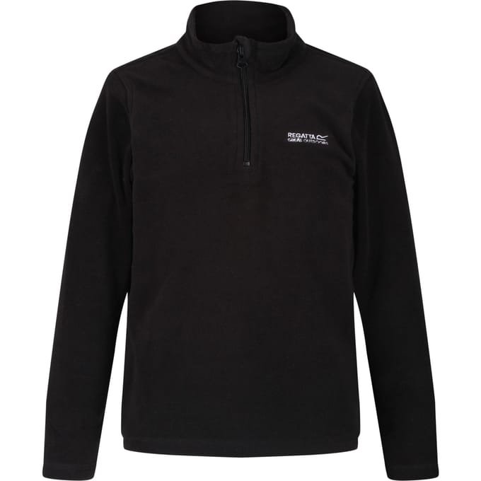 Regatta - Geweldige Outdoors Kinder Hot Shot II Half Zip Fleece Hoodie (Black/Black)