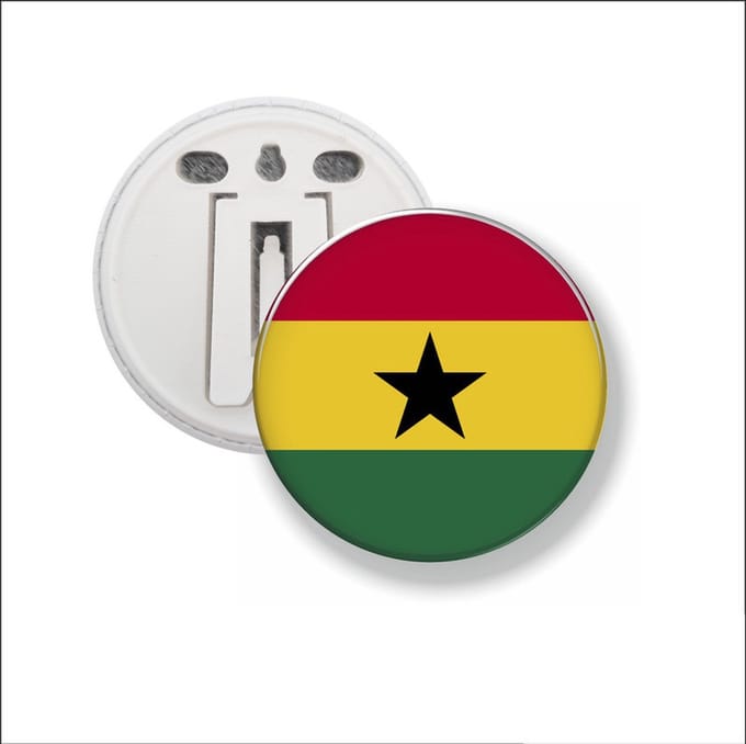 Button Met Clip 58 MM - Vlag Ghana