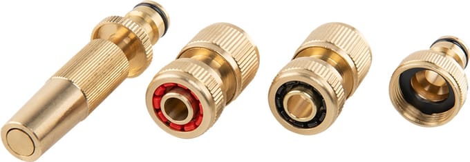 Tuinsproeier SET 4-delig messing - 1/2" startset - tuinspuit - kraanaansluiting 3/4" - 2x snelkoppeling - bewateringsset
