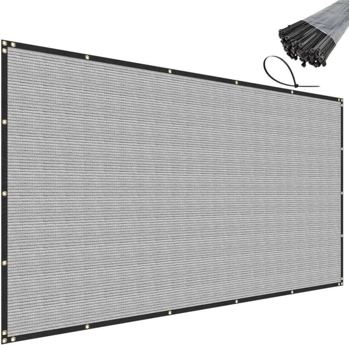 Privacy Scherm Hekdoek 4ft x 55ft Zwaar Weerbestendig Grijs met Ringen