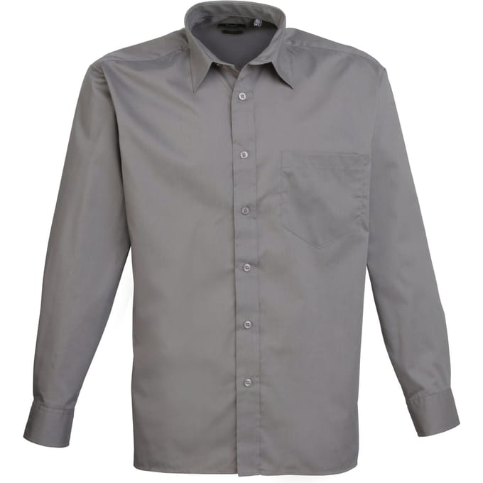 Premier Heren Premier Poplin Formeel Overhemd Met Lange Mouwen (Donkergrijs)
