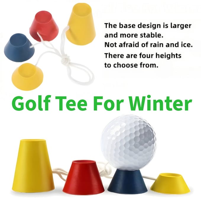 Stripe winter golf tees rubber - 4 stuks, brede basis met touw