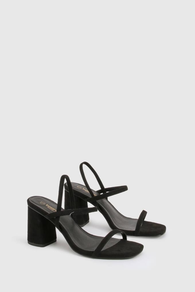 boohoo Dames Wijd passende elastische 2-delige blockhakken | Zwart | Maat: 41