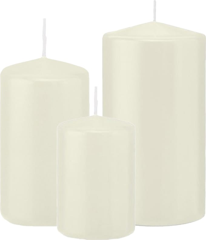Trend Candles - Stompkaarsen set 6x stuks ivoor wit 10-12-15 cm