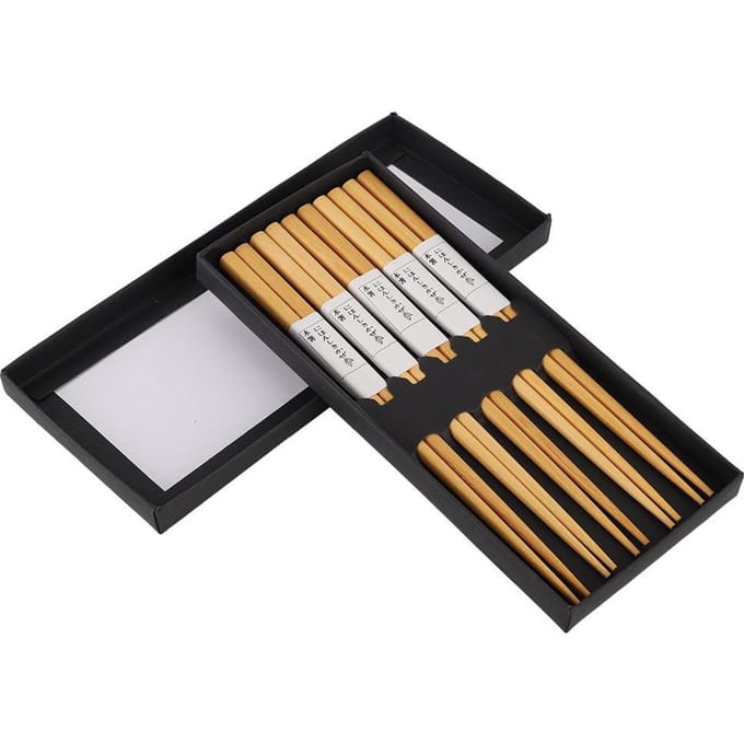 Baguettes réutilisables portables et écologiques pour la maison et le restaurant (5 paires) black