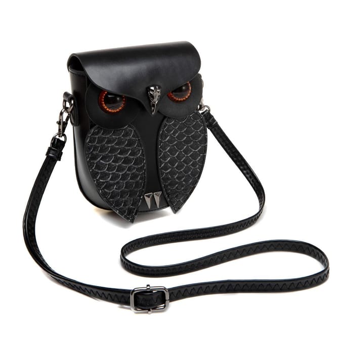Retro PU Dames Schoudertas Steampunk Uil Schuif Kleine Tas Creatieve Muntportemonnee gray