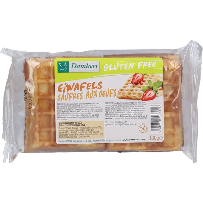 Damhert Glutenvrije Eiwafels Vanille 100g 4 Koekjes