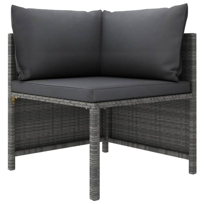 vidaXL - 5-delige - Loungeset - met - kussens - poly - rattan - grijs