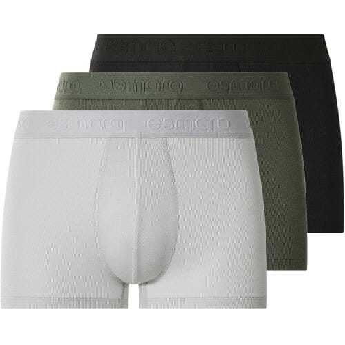 ESMARA MEN Set van 3 heren boxers - dubbelrib (Zwart/groen/grijs, M)