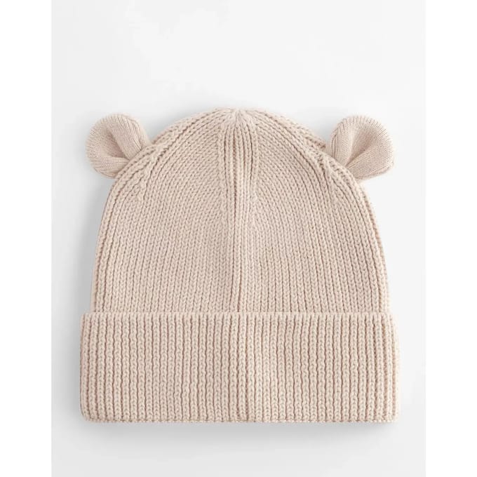 Organic Baby Bear Beanie - Almond - 6-12 MTHS
