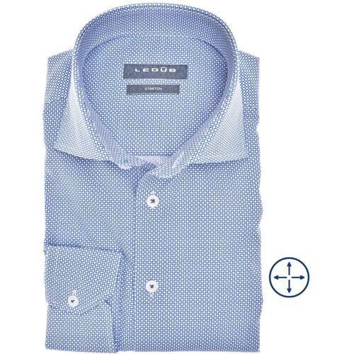 Ledûb Overhemd Subtle Texture Midden Blauw / male