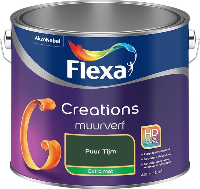 Flexa - Creations Muurverf Extra Mat - Puur Tijm - Mengverf - 2,5 L