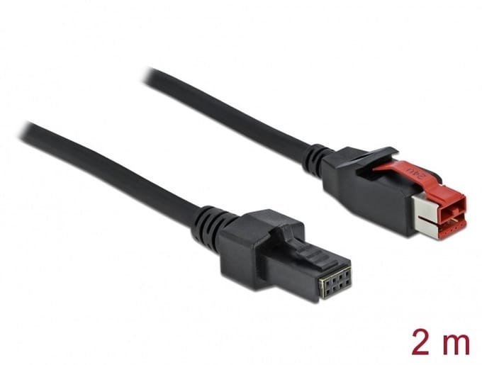 Delock 85951 USB-stroomkabel PoweredUSB 24V stekker, Mini DIN 4-pins stekker 2.00 m Zwart