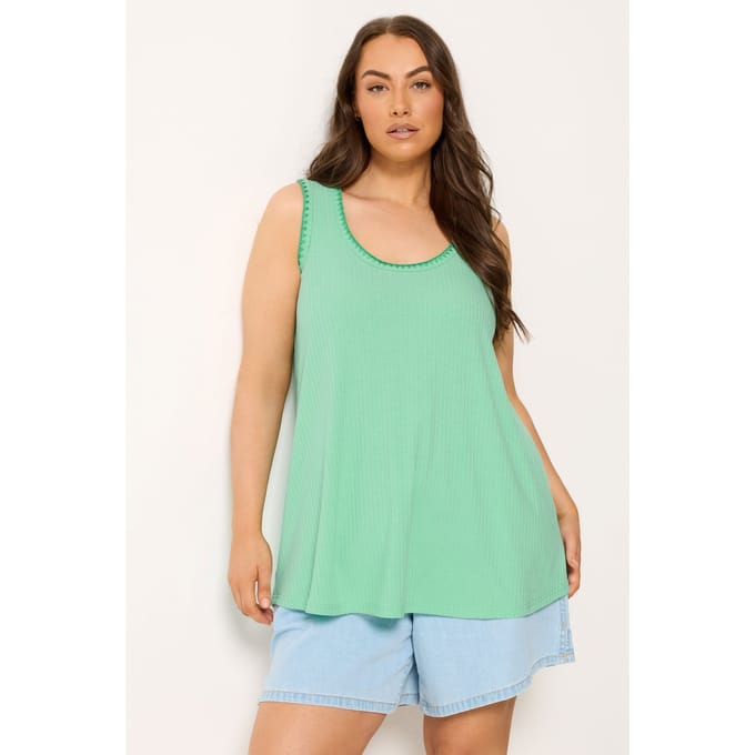 Yours Groene Dekensteek Geribde Vesttop Size 42