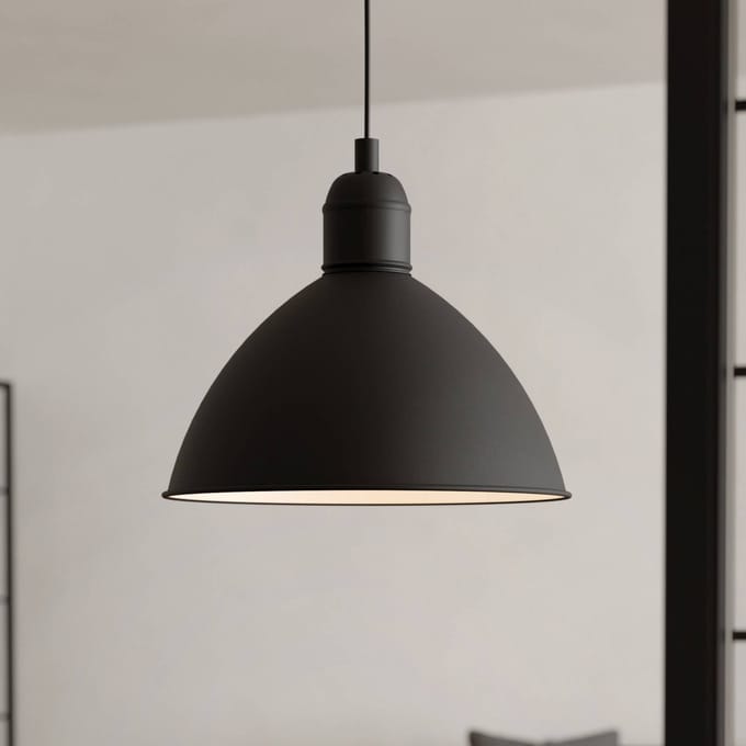 EGLO Priddy Hanglamp - E27 - Ø 30,5 cm - Zwart|Wit - Staal