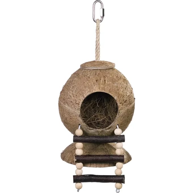 Kokosnoot vogelnestje met ladder Nobby Pet