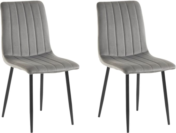 Bodo-Eetkamerstoel - Set van 2 - Grijs Fluweel
