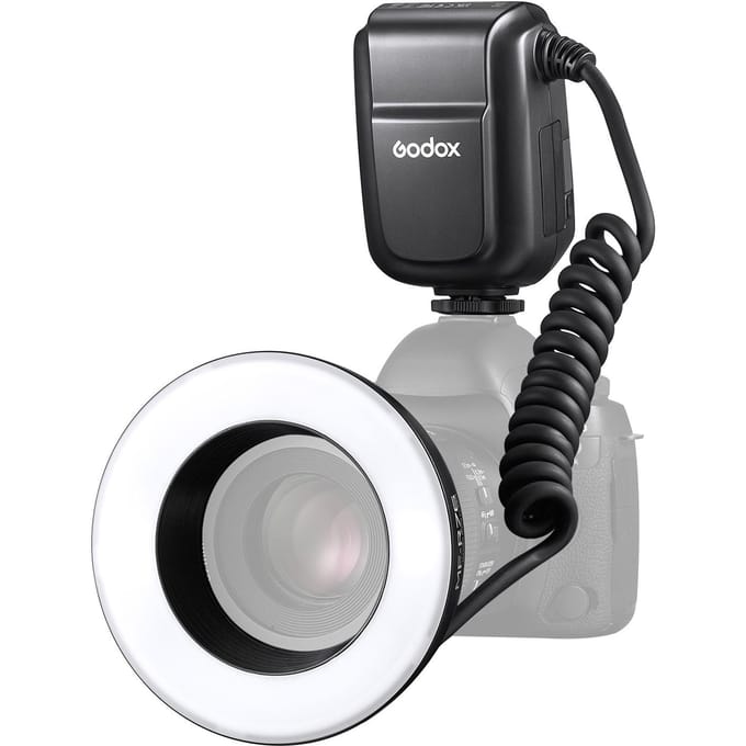 Godox MF-R76 Universele Macro Ring Flitslamp GN14 10 Niveaus Verstelbare Helderheid met 8 stks zwart