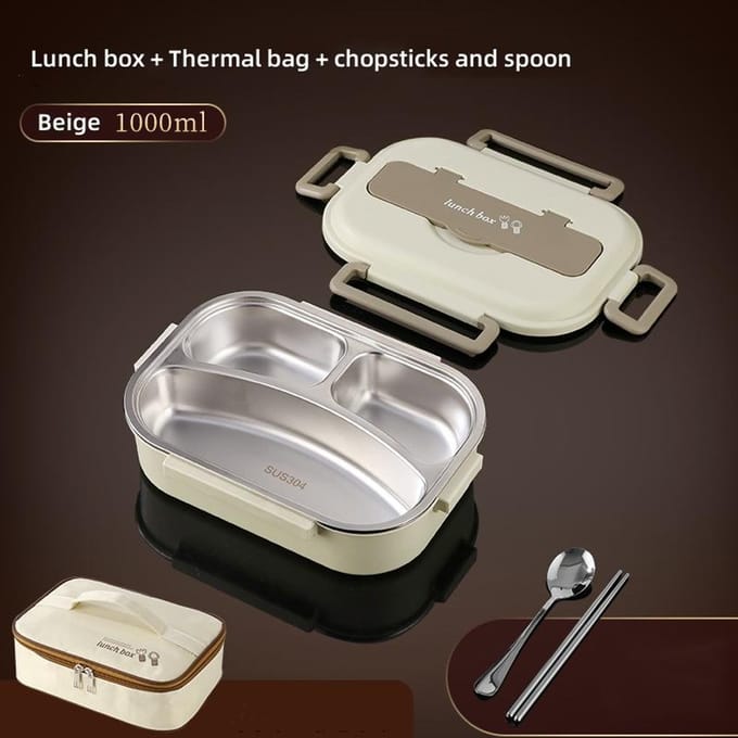 Roestvrijstalen Lunchbox Studenten Compartiment geïsoleerde lunchbox Draagbare Luchtdichte Bento Box magnetron Verwarmbare voedselcontainer gray