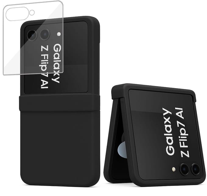 ChiGuard Hoesje & Screenprotector geschikt voor Samsung Galaxy Z Flip 7 - Case - Zwart