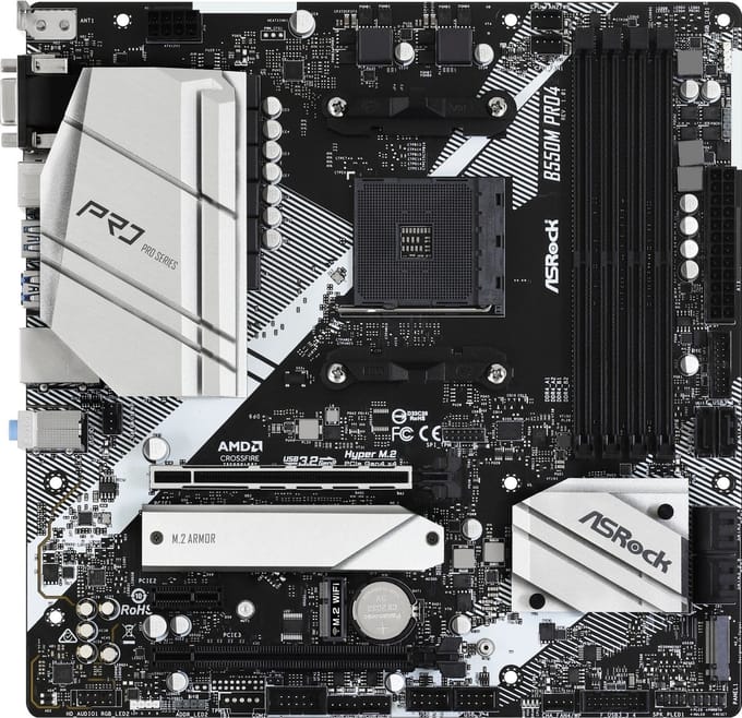ASRock B550M PRO4 Moederbord - AMD B550 - AMD AM4 - DDR4 RAM - Micro-ATX