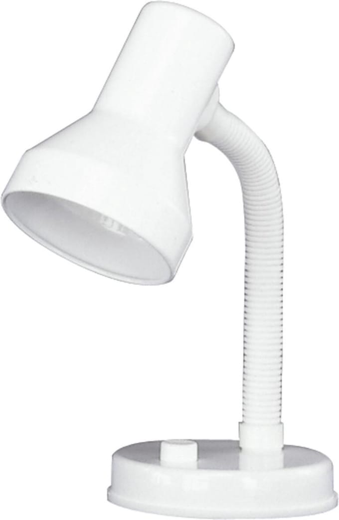 LED Bureaulamp - Tafelverlichting - Trion Printon - E27 Fitting - Rond - Mat Wit - Kunststof
