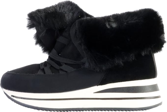Sneakers met veters en bont