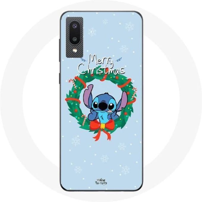 Coque pour Samsung Galaxy A02 Stitch neige joyeux Noël bleu