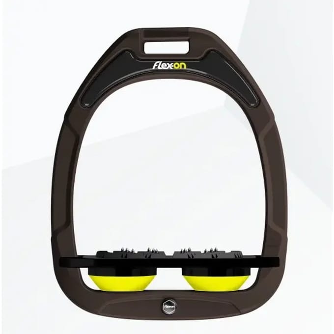 Platte Ultra Grip Stijgbeugels Bruin/Zwart/Geel Flex-On Green Composite