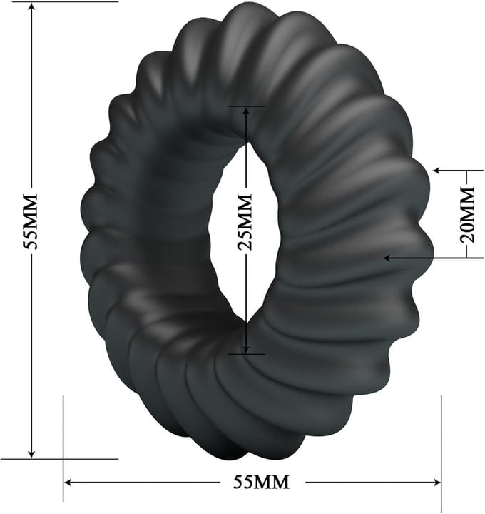 Power Escorts Vette Penisring - Outer Dia 55 MM Inner Dia 25 mm Siliconen Cockring - Zwart
