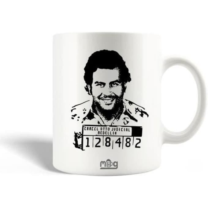 Keramische Mok - Pablo Escobar - Zwart en Wit - 30cl - Vaatwasmachinebestendig - Cilindrisch