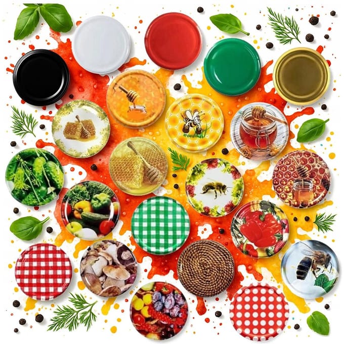150X Couvercles Fi 82 Bouchons Pour Bocaux Couleurs