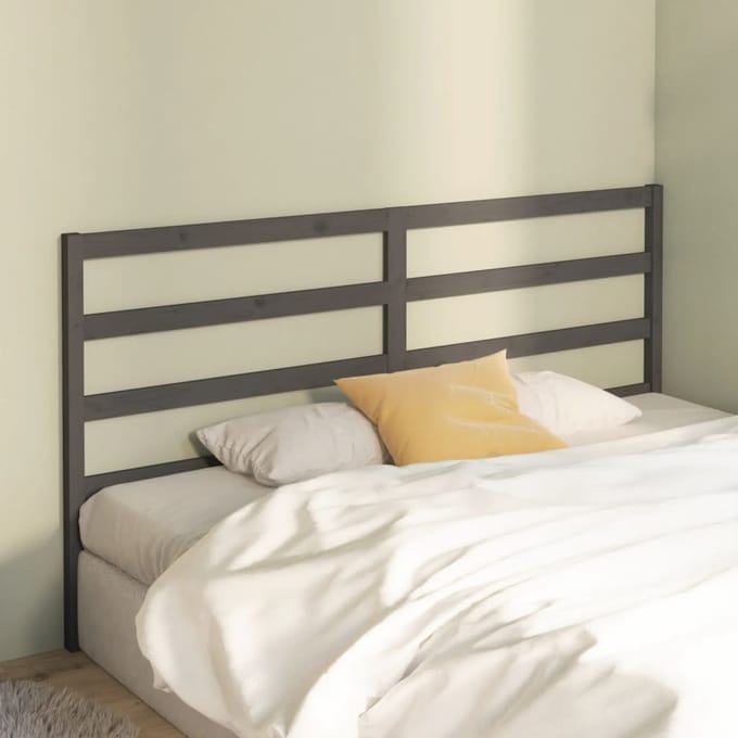 vidaXL - Hoofdbord - 206x4x100 - cm - massief - grenenhout - grijs