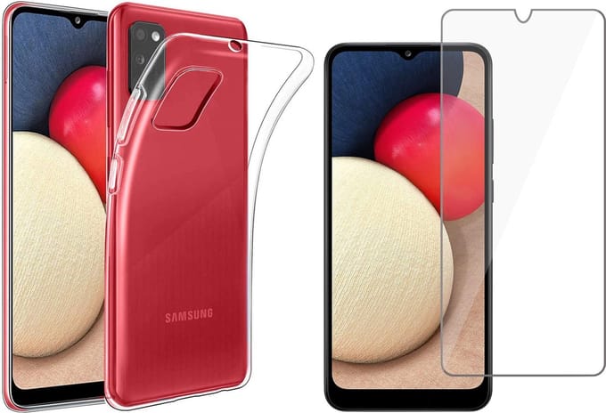 Hoesje geschikt voor Samsung A02s en Screenprotector - Transparant Case Cover Hoes + Screenprotector