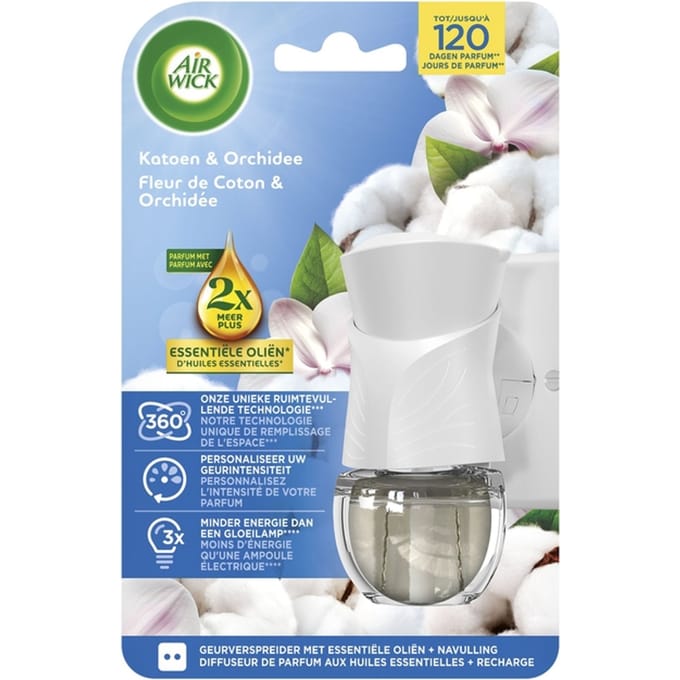 Air Wick Elektrische Luchtverfrisser Starter Kit Katoen & Orchidee - 19 ml