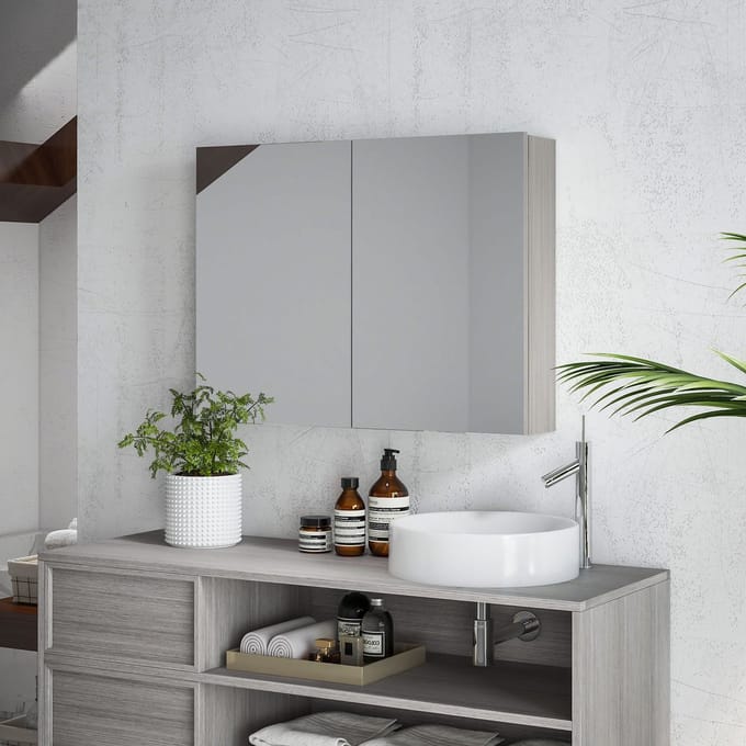 HOMCOM-Spiegelkast-Hout-80x15x60cm-Grijs