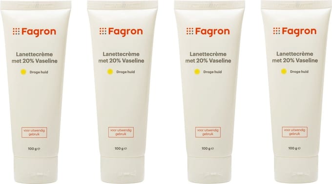 Fagron Lanettecréme met 20% Vaseline - 4x100 gram voordeelverpakking
