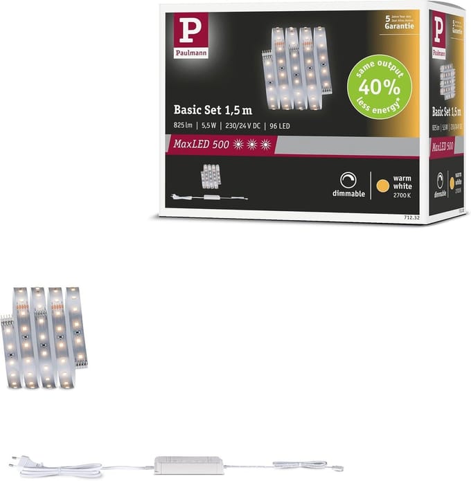 Paulmann MaxLED 500 71232 LED-strip basisset Met connector (male) 230 V, 24 V/DC 1.5 m Warmwit 1 set(s)