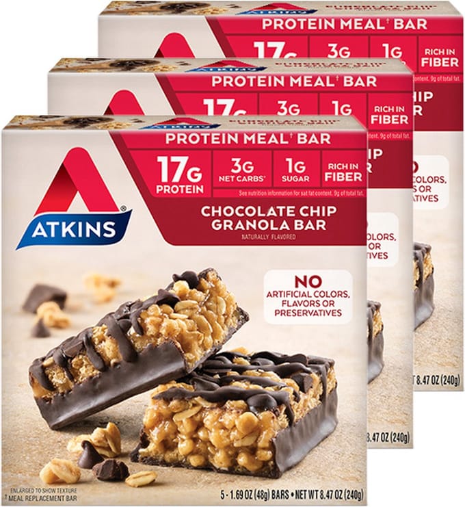 Atkins | High Protein Bar | Chocolate Chip Granola Bar | 3 stuks | 3 x 192g