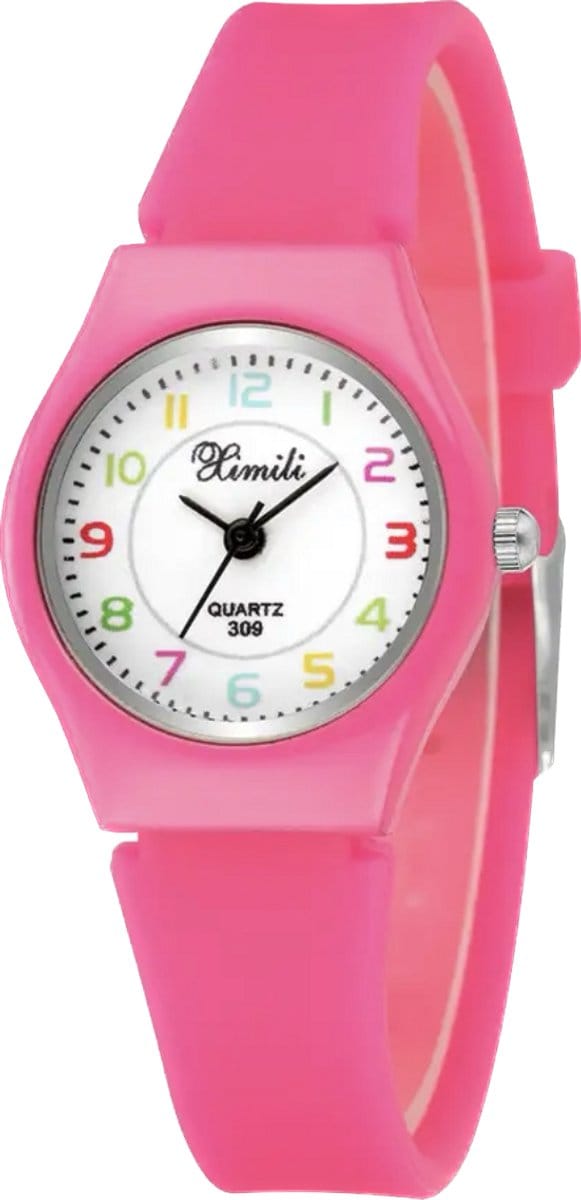 Hidzo Kinderhorloge - Analoog - Licht Roze - Siliconen - Inclusief Horlogedoosje