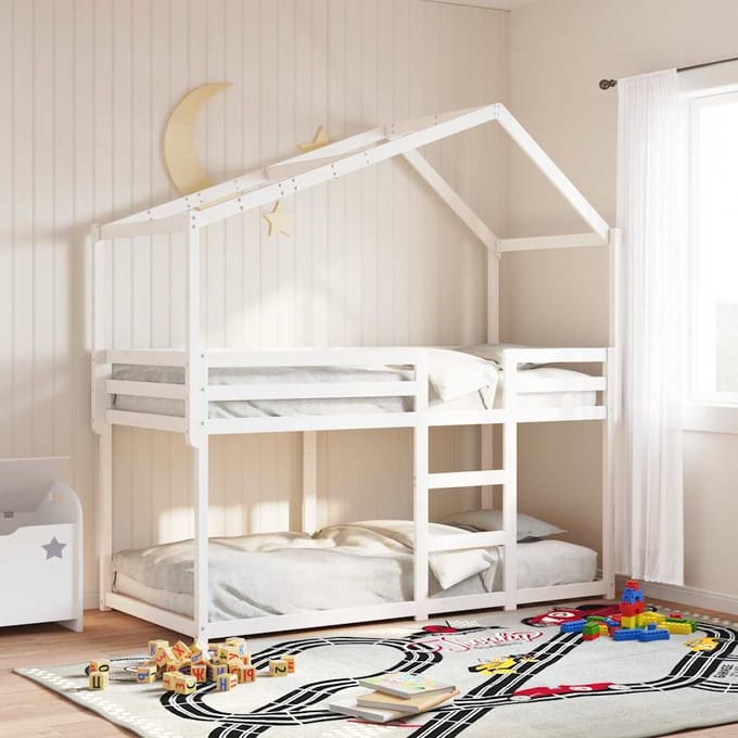 vidaXL - Kinderbedhuisje - 203x80,5x142 - cm - massief - grenenhout - wit